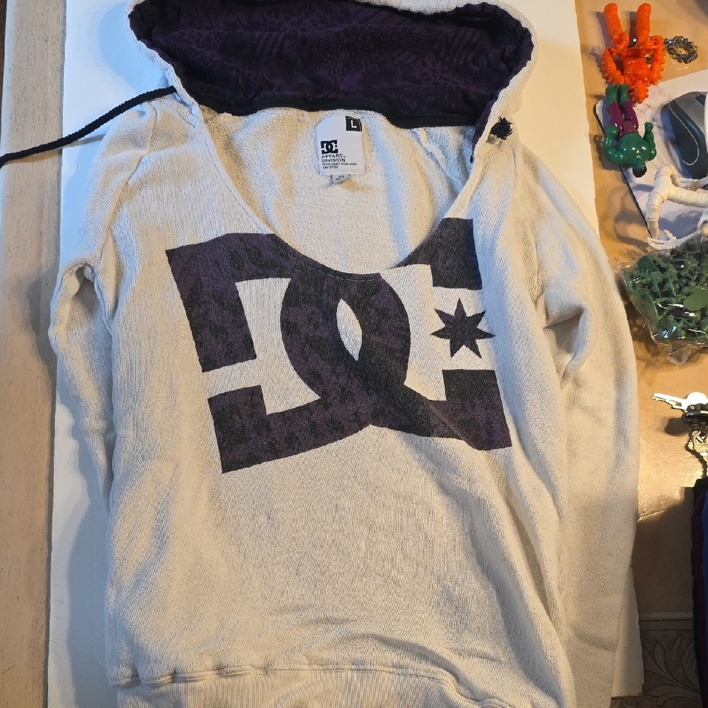 DC Cream and Purple Logo Hoodie